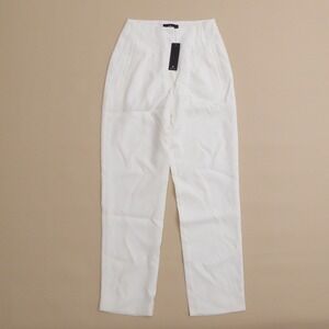 Lulus High Waisted Wide Leg Pleated Trousers Pants White Polyester Size Small